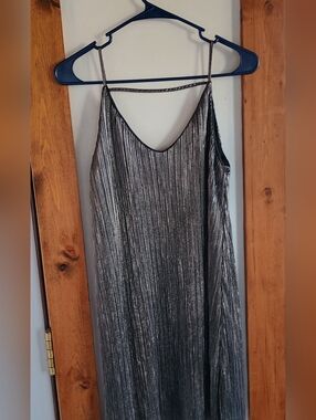 One clothing silver strappy mini party dress juniors medium